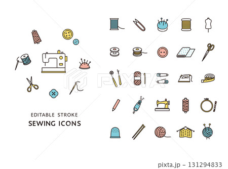 裁縫・手芸にまつわるアイコンセット(カラー) 裁縫・手芸にまつわるアイコンセット(カラー) 131294833