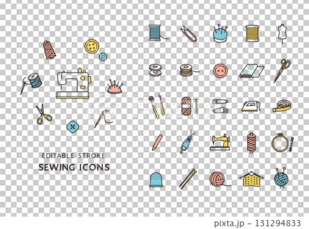 裁縫・手芸にまつわるアイコンセット(カラー) 裁縫・手芸にまつわるアイコンセット(カラー) 131294833
