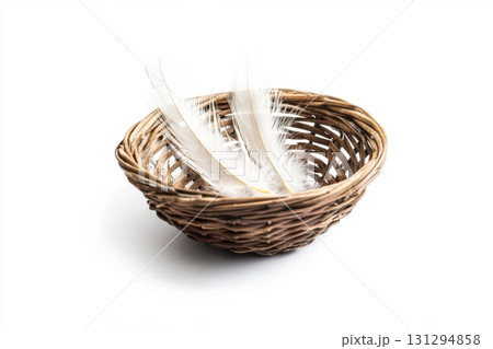 Soft and natural egg basket styled in white background for homegrown or editorial themes 131294858