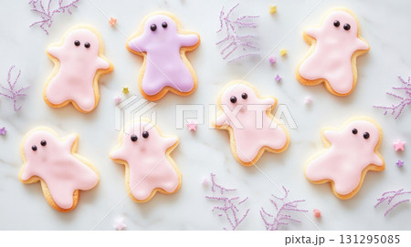 Halloween cookies in pastel tones bring a charming, cozy twist to traditional spooky desserts. 131295085