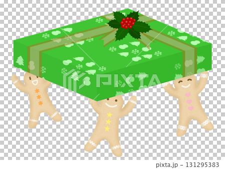 Gingerbread man carrying gifts 131295383