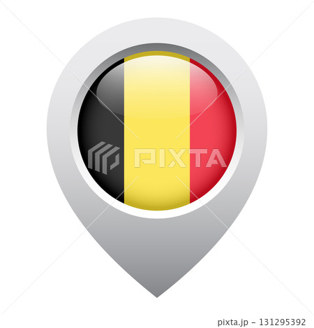 map pointer icon with glossy round flag of Belgium map pointer icon with glossy round flag of Belgium 131295392