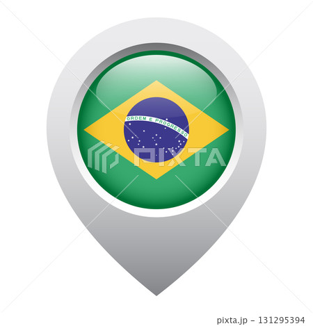 map pointer icon with glossy round flag of Brazil map pointer icon with glossy round flag of Brazil 131295394