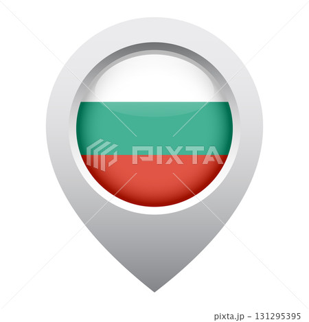 map pointer icon with glossy round flag of Bulgaria map pointer icon with glossy round flag of Bulgaria 131295395