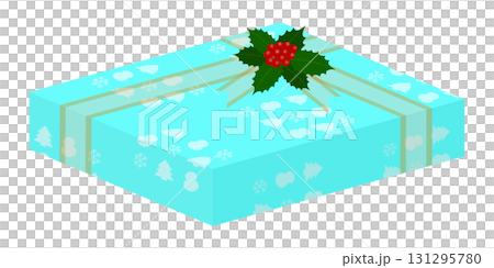 Rectangular gift box with holly decoration Rectangular gift box with holly decoration 131295780