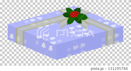 Rectangular gift box with holly decoration Rectangular gift box with holly decoration 131295788