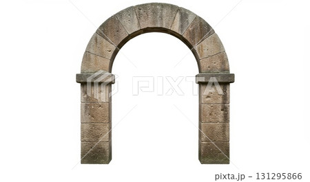 old, weathered stone arch with a clear, isolated background, historical, fantasy, medieval, or architectural design projects 131295866