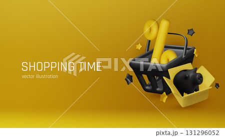 3D piggy bank illustration with flying coins and discount percentage, ideal for sales, shopping, and financial marketing projects. 3D piggy bank illustration with flying coins and discount percentage, ideal for sales, shopping, and financial marketing projects. 131296052