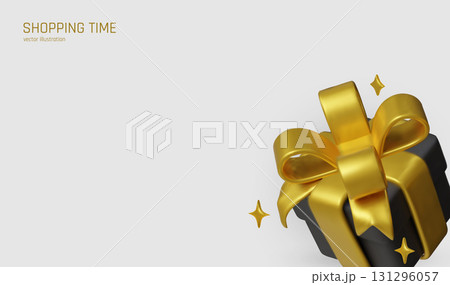 Black festive gifts tied with glossy golden bows. Black festive gifts tied with glossy golden bows. 131296057