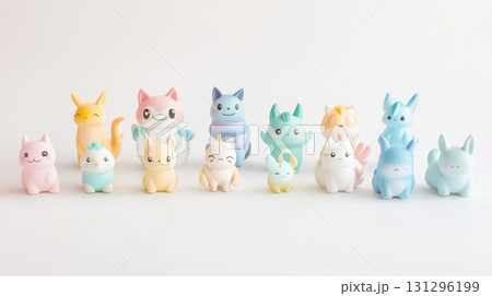 Soft pastel toys styled for clean product visuals. Great for collectors and display themes. 131296199