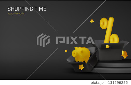 3D piggy bank illustration with flying coins and discount percentage, ideal for sales, shopping, and financial marketing projects. 3D piggy bank illustration with flying coins and discount percentage, ideal for sales, shopping, and financial marketing projects. 131296226