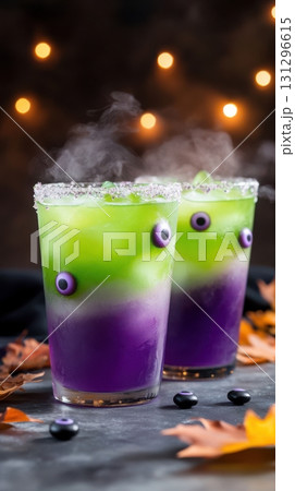 Stylishly creepy Halloween punch in atmospheric lighting for seasonal prints and party visuals. 131296615