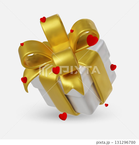 Elegant 3D Render of Romantic Gift Boxes with red Bows and Red Hearts Elegant 3D Render of Romantic Gift Boxes with red Bows and Red Hearts 131296780