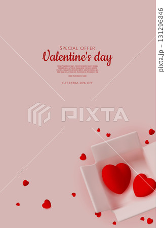 Romantic 3D Valentine s Day illustration with red hearts coming out of open pink gift boxes on a soft pink background. Perfect for holiday promotions, greeting cards, or love-themed campaigns. Romantic 3D Valentine s Day illustration with red hearts coming out of open pink gift boxes on a soft pink background. Perfect for holiday promotions, greeting cards, or love-themed campaigns. 131296846