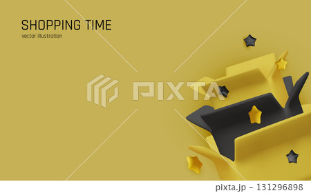 Modern 3D Black Friday design with open gift box . Great for seasonal promotions and social media posts. Modern 3D Black Friday design with open gift box . Great for seasonal promotions and social media posts. 131296898