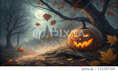 Halloween illustration background	 131297166