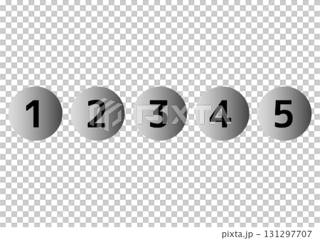 ステップを示すグレーの丸数字アイコン（1から5） 131297707