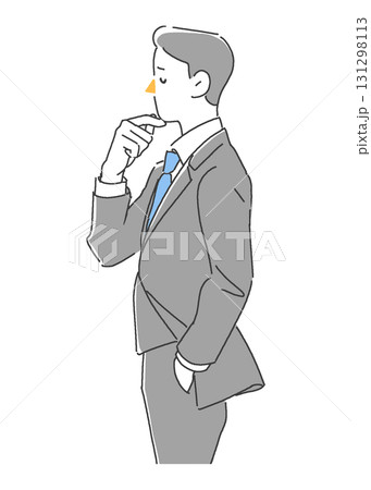 悩むサラリーマン横 131298113