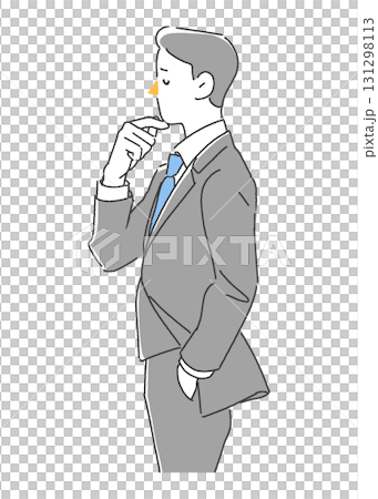 悩むサラリーマン横 131298113