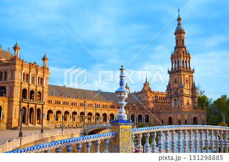 Seville Plaza de Espana sunset Andalusian Sevilla Seville Plaza de Espana sunset Andalusian Sevilla 131298885