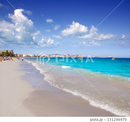 Ibiza Platja En bossa beach with palm trees Ibiza Platja En bossa beach with palm trees 131298970