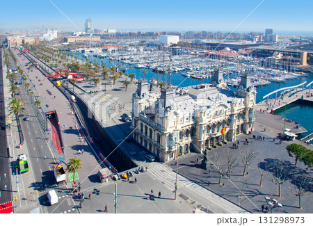 Aerial Barcelona port marina view in passeig Colon 131298973