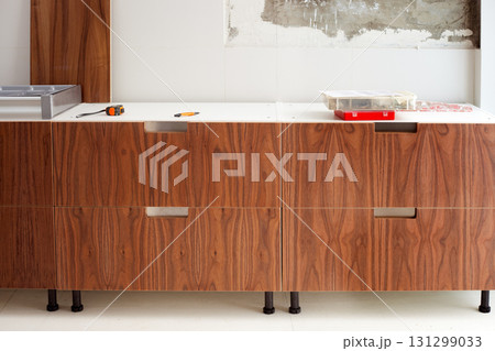 walnut wood kitchen construcion modern design walnut wood kitchen construcion modern design 131299033