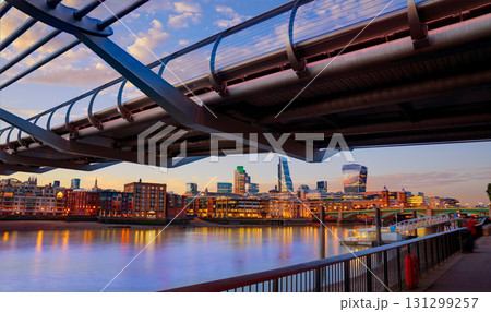 London Millennium bridge skyline UK London Millennium bridge skyline UK 131299257