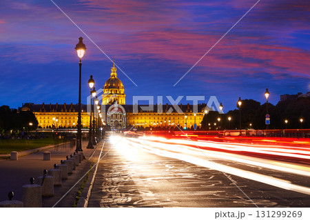Les Invalides sunset facade in Paris France Les Invalides sunset facade in Paris France 131299269