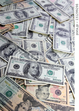 American Dollar bank notes many banknotes bills 131299298