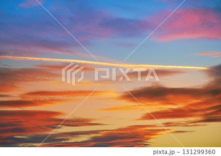 Sunset sky clouds orange and blue Sunset sky clouds orange and blue 131299360