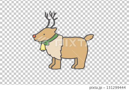 クリスマス素材　シンプルなトナカイのイラスト　ベル/飾り/オーナメント 131299444
