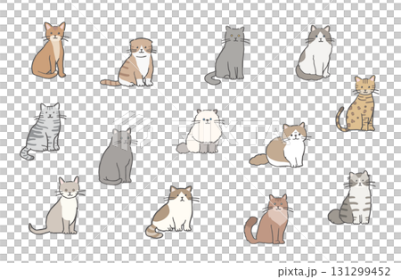いろいろな種類の猫のイラストセット 131299452