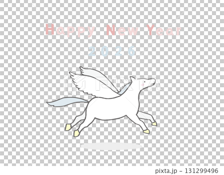 可愛簡單的飛馬插圖/飛翔的飛馬插圖/新年賀卡材料/馬年/十二生肖/2026 可愛簡單的飛馬插圖/飛翔的飛馬插圖/新年賀卡材料/馬年/十二生肖/2026 131299496
