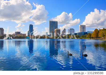 Orlando skyline fom lake Eola Florida US 131299590