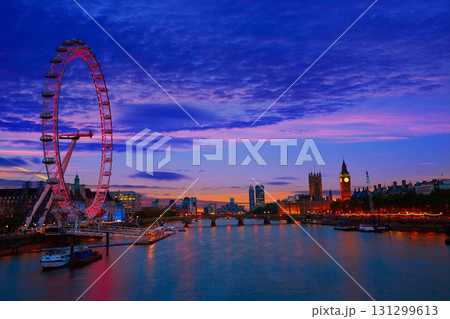London sunset skyline Bigben and Thames 131299613