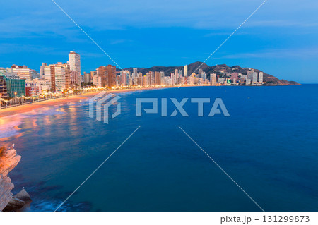 Benidorm sunset Alicante playa de Levante beach sunset in spain Benidorm sunset Alicante playa de Levante beach sunset in spain 131299873