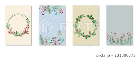 ウィンターリーフデコレーションクリスマスカードセット 131300373