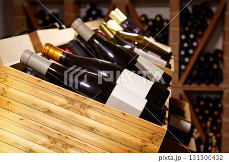 Wine Cellar from Mediterranean with bottles Wine Cellar from Mediterranean with bottles 131300432