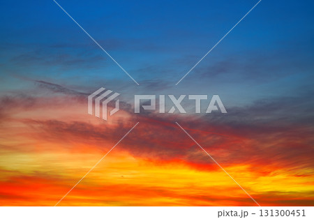 Sunset orange red and blue sky Sunset orange red and blue sky 131300451