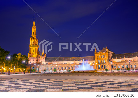 Seville Plaza de Espana sunset Andalusian Sevilla 131300510