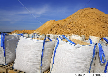 sandbag white big bag sand sacks quarry perspective 131300789