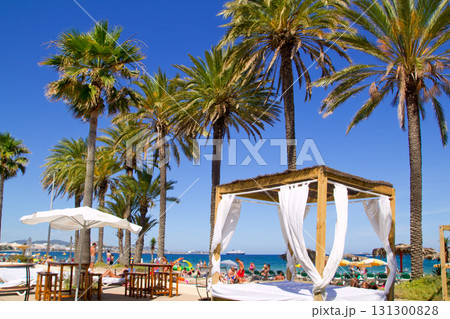 Ibiza Platja En bossa beach with palm trees 131300828