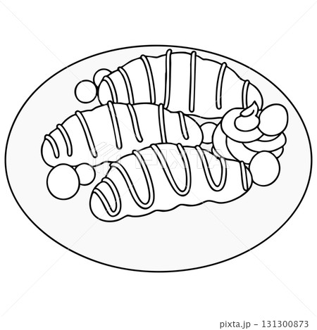 Decorated Croissants Outline on Plate Transparent Background 131300873
