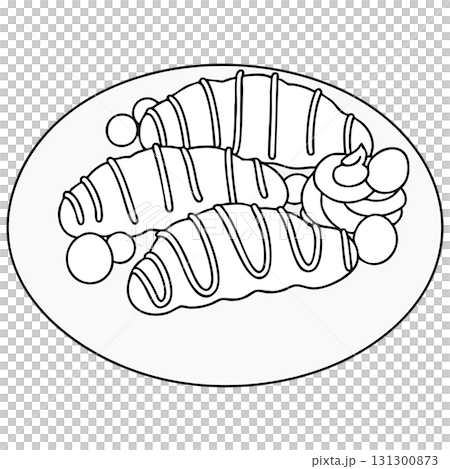 Decorated Croissants Outline on Plate Transparent Background 131300873
