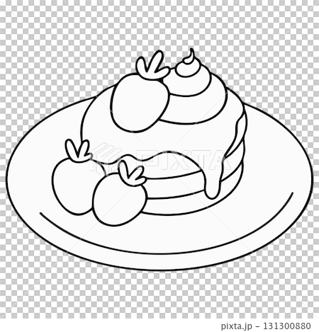 Outline Strawberries Pancakes on Transparent Background 131300880