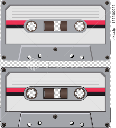 Retro cassette tape white colored flat vector illustration 131300921