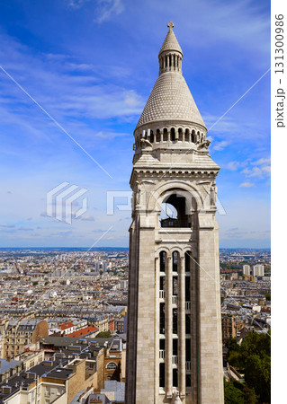Paris skyline and Sacre Coeur in Montmartre 131300986