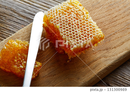 Honey honeycomb detail macro texture 131300989