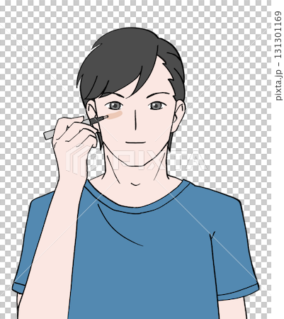 Illustration of a man applying concealer Illustration of a man applying concealer 131301169